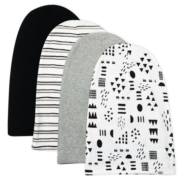 4-Pack Organic Cotton Reversible Beanie Hats, Pattern Play