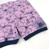 4-Piece Short Sleeve, Short and Long Leg PJ Set, Floral Lace Lavender / Navy