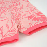 4-Piece Short Sleeve, Short and Long Leg PJ Set, Palm Leaves Pink Coral