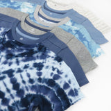 6-Pack Organic Cotton Short Sleeve Toddler Tees, Tie Dye Blues
