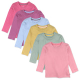 6-Pack Organic Cotton Long Sleeve Toddler Tees, Autumn Pinks