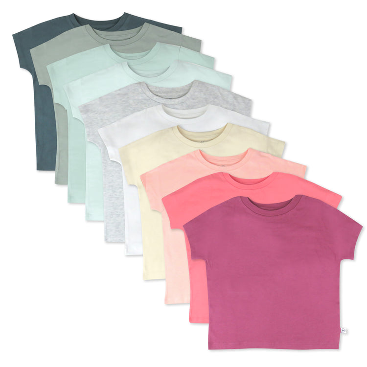 10-Pack Organic Cotton Short Sleeve T-Shirts, Rainbow Patch
