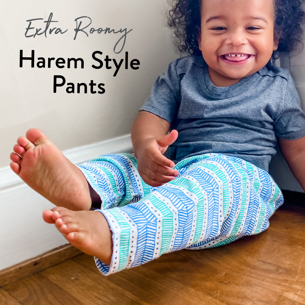 Baby Kids Toddler Gender Neutral Harem Grow With Me Pants Organic