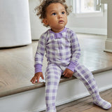 Organic Cotton Snug-Fit Footed Pajama, Purple Check